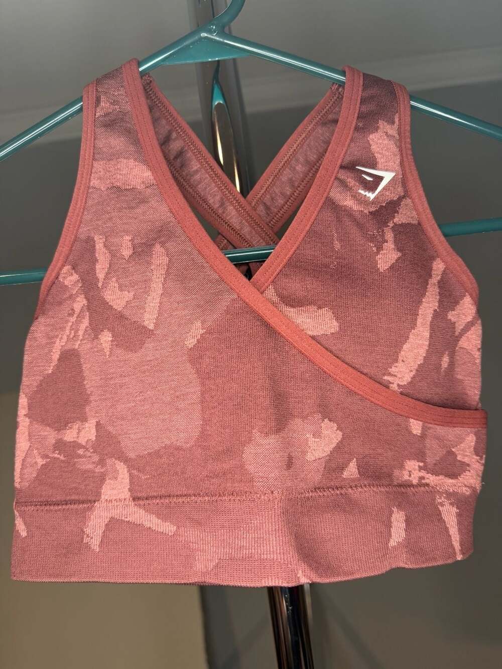 Gymshark Adapt Camo Seamless Sports Bra in Cherry Brown